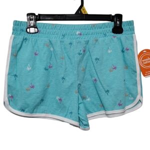 Wonder Nation Teal Kids Shorts with Palm Tree Print Large (10-12) Plus NWT